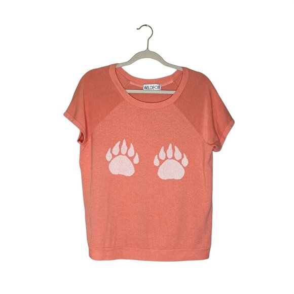 Wildfox Paws Camden Top Size Medium  70's Lipstick Short Sleeve Coral Sz M - Picture 2 of 8